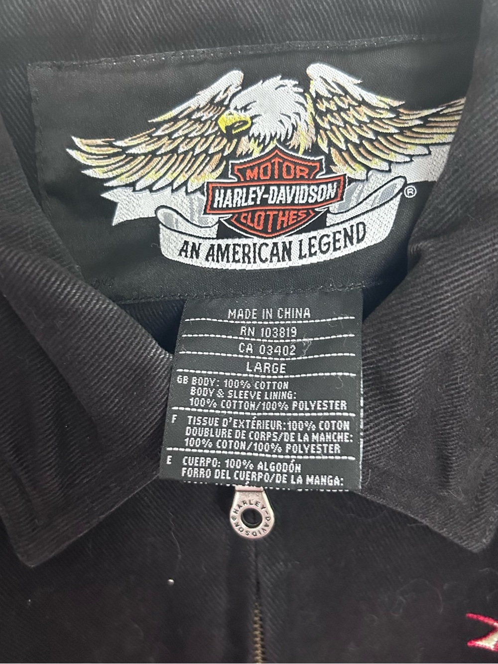 🖤MAKE OFFER🖤 VTG Harley Davidson Black Jacket American Legend Embroidered Hog LG - Picture 4 of 9